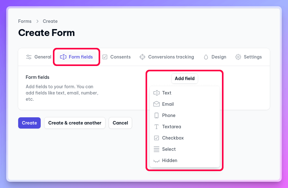 Edit form fields