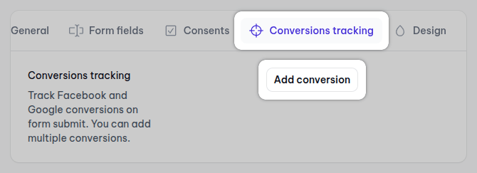 Add new conversion event for the form