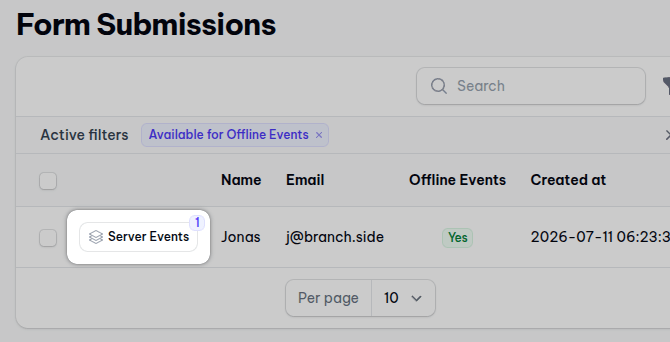 Viewing the server events status for a submission