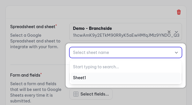 Select specific document sheet