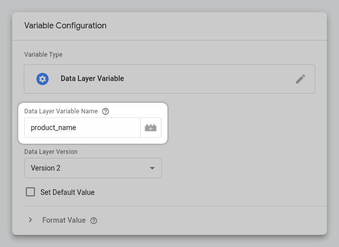 GTM Data Layer Variable Name