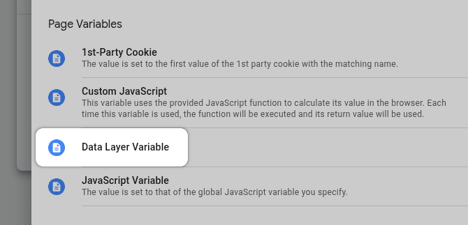 GTM Data Layer Variable Type