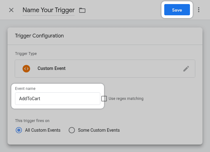 GTM enter event name for the custom event