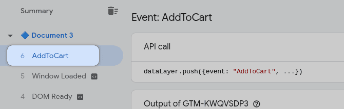 GTM Preview mode console summary event