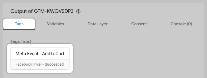 GTM Preview Tags Fired