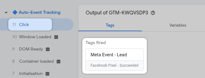 GTM Click event Tag fired