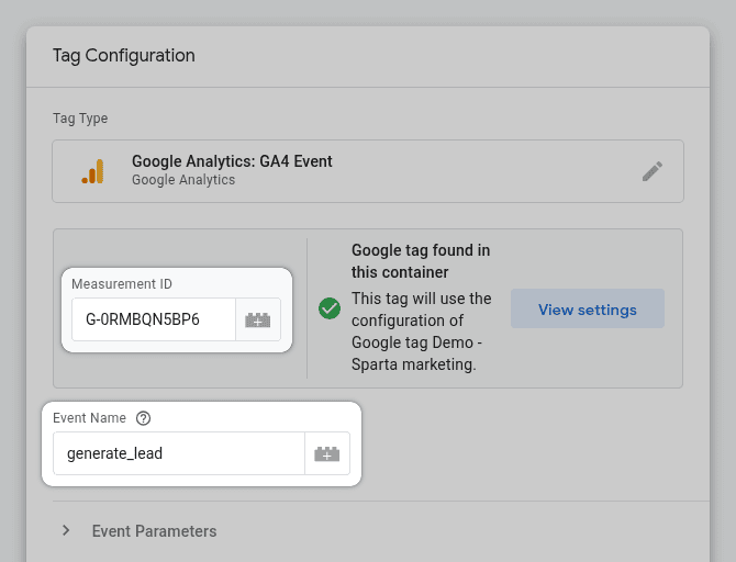 GTM configure Google Analytics: GA4 Event tag