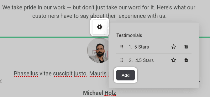 MailerLite add testimonial