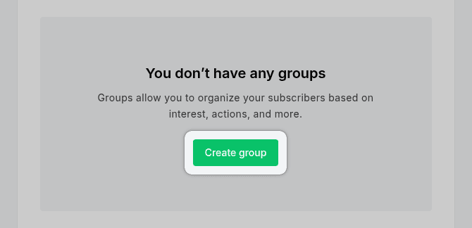 MailerLite Create group button