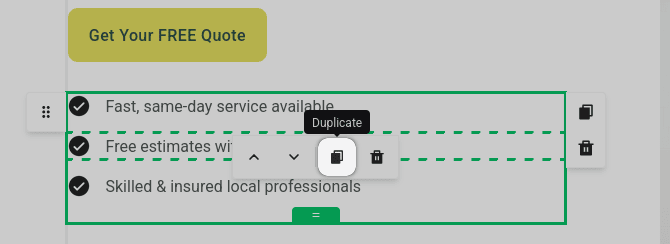 MailerLite duplicate bullet point