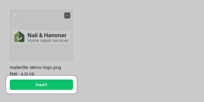 MailerLite file manager insert logo