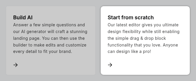 MailerLite landing page Start from scratch