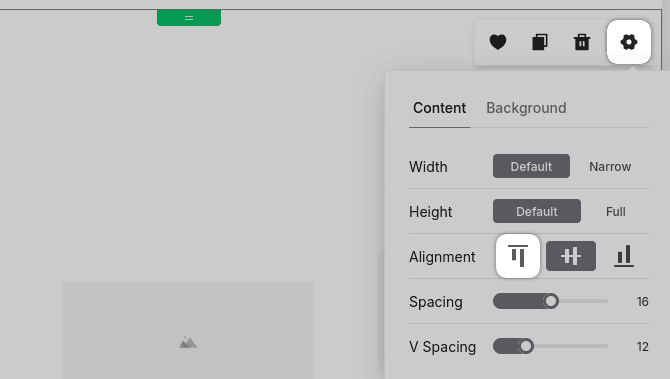 MailerLite section vertical aligment