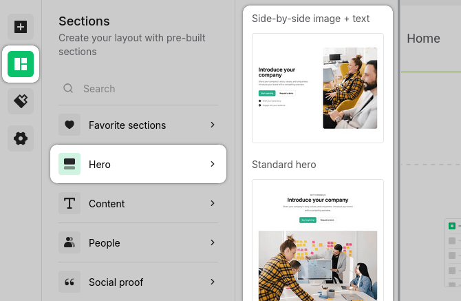 MailerLite select hero section