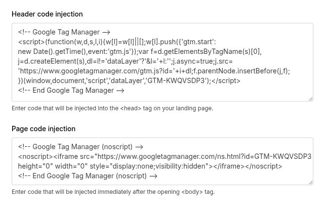 Mailerlite custom code fields