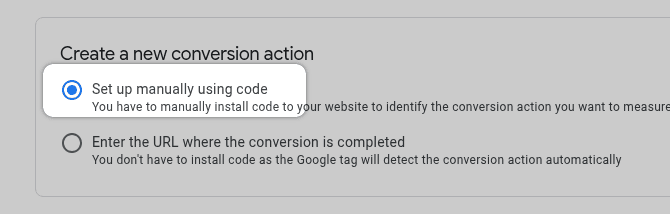 Google Ads Create New Conversion Manually Using Code