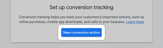 Google Ads New Conversion Action Button