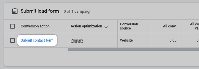 Google Ads Select You Conversion Action