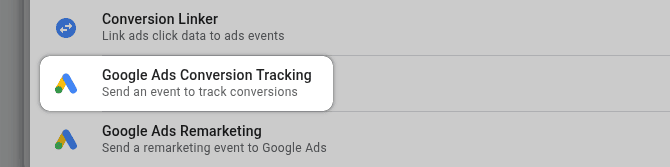 GTM Google Ads Conversion Tracking Tag