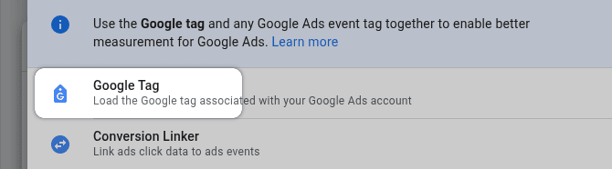 GTM Select Google Tag