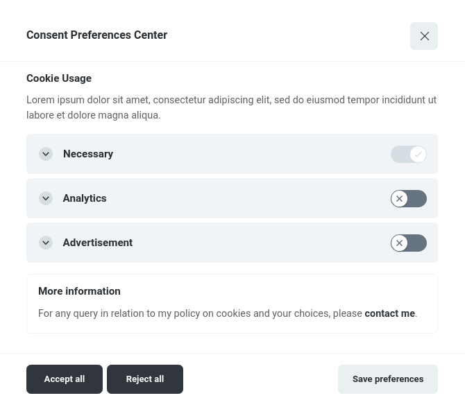 Google Consent Mode V2 banner example