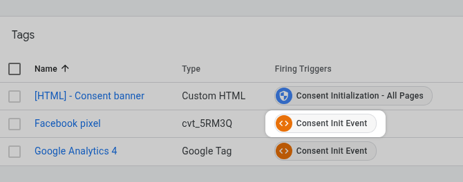 Setting Meta Pixel tag trigger to custom event