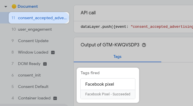 Fire Facebook Pixel tag with Consent Mode V2