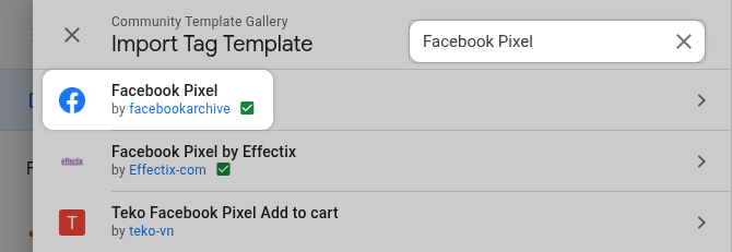 Facebook Pixel by facebookarchive in GTM