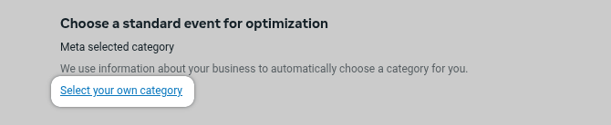 Custom Conversion form Select your own category