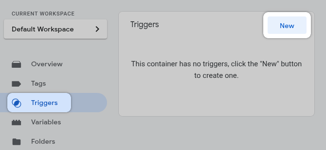 New Trigger button in GTM