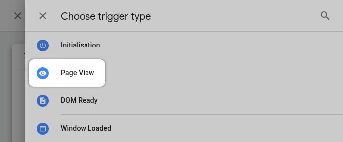 GTM Page View trigger type