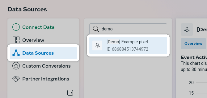 Select Meta Pixel in Events Manager